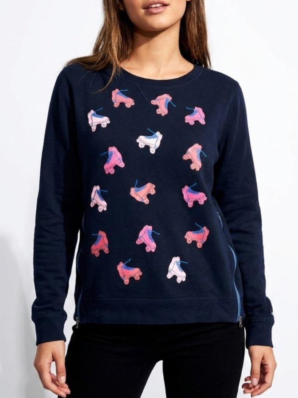 Hollister Roller Skate Graphic Sweatshirt Retro Y2K Zip Hem Pullover S